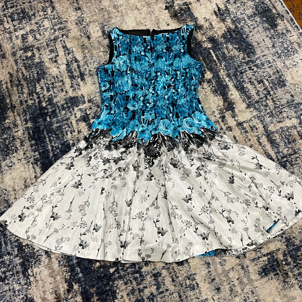 Blue and white formal dress